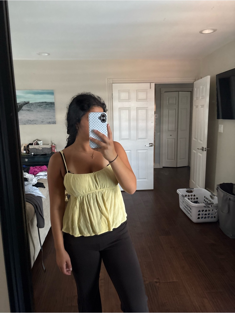 Garage Yellow Peplum Spaghetti Strap Camisole